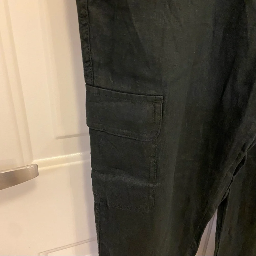 Nicole Miller Black Linen Cargo Pants - Picture 8 of 9